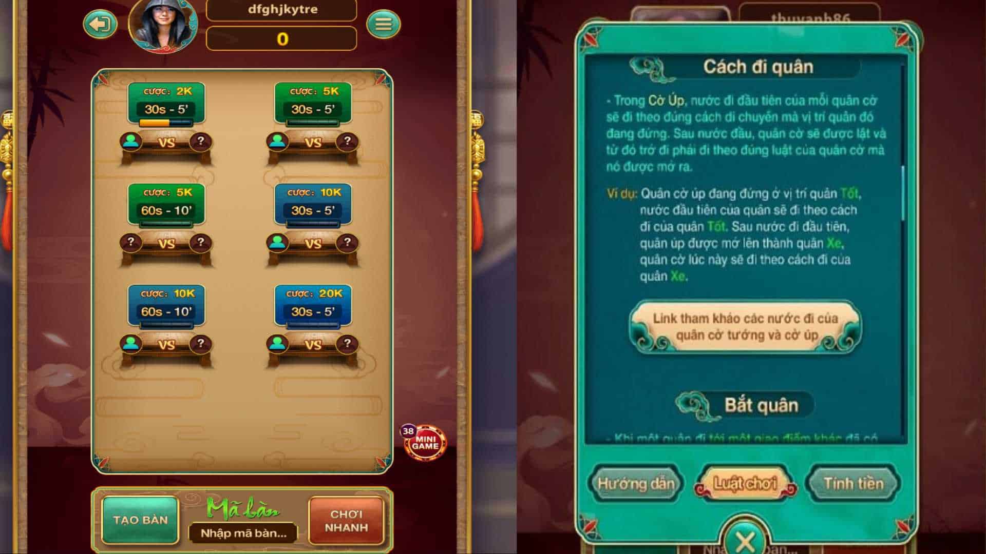 Cờ chắn V8club có nhiều bàn cược