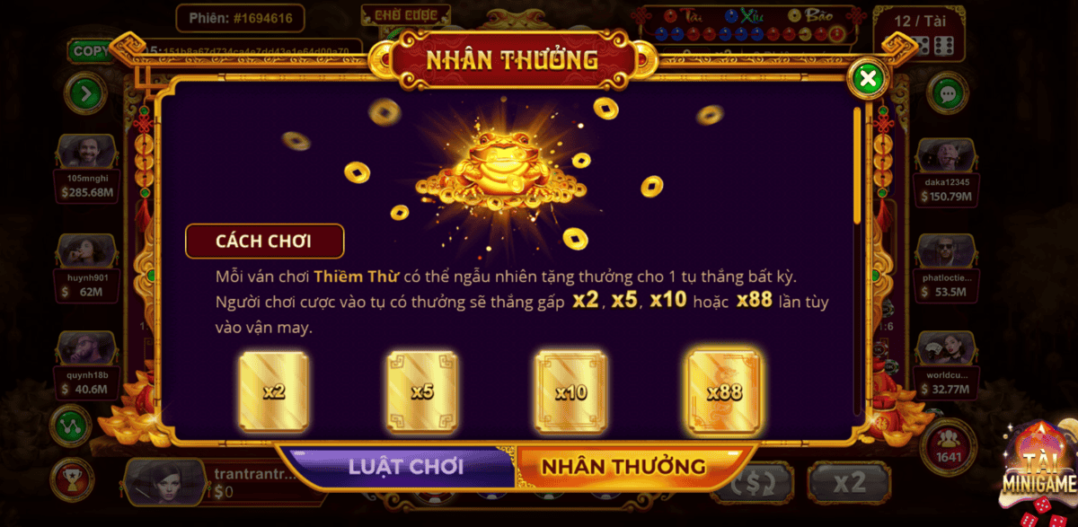 Nhân Thưởng trong Sicbo Tài Phú V8 Club