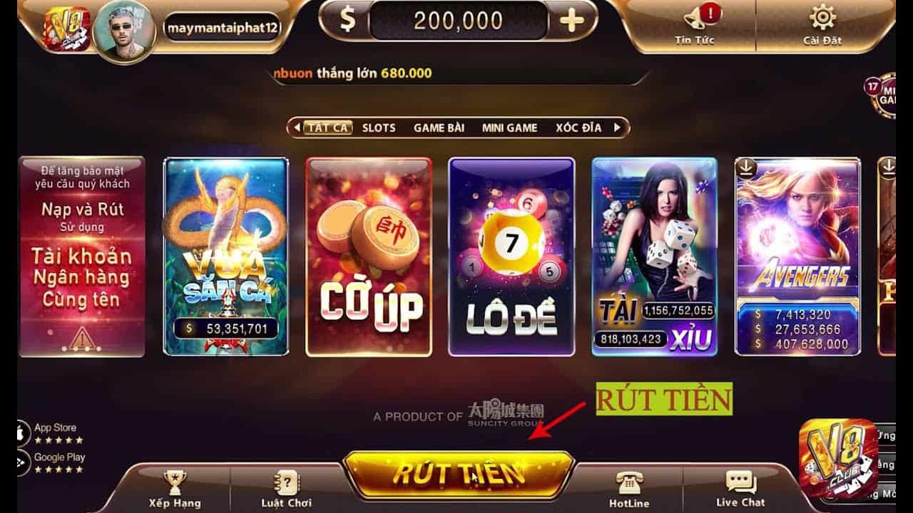 Rút tiền V8club có thủ tục đơn giản nhưng cần đúng quy trình