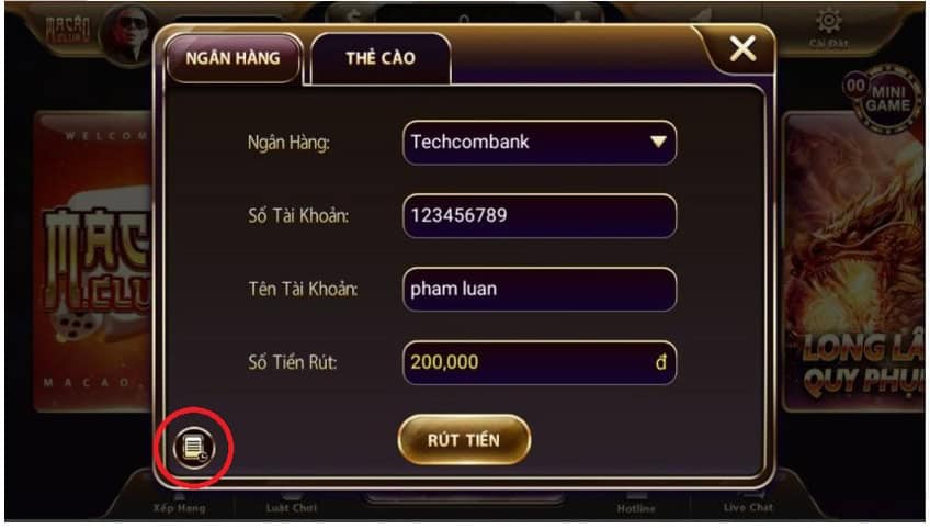 Chọn phương thức ngân hàng và điền thông tin theo form yêu cầu